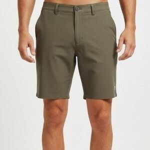 Hurley Men's Olive Green Herringbone Casual Shorts Size 38 Gorpcore